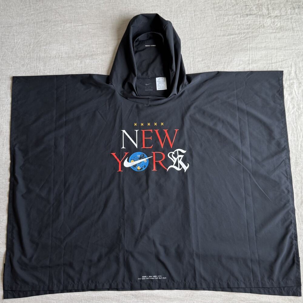 [MENS L/XL] Nike New York City Marathon Poncho Rain Cover Black Packable